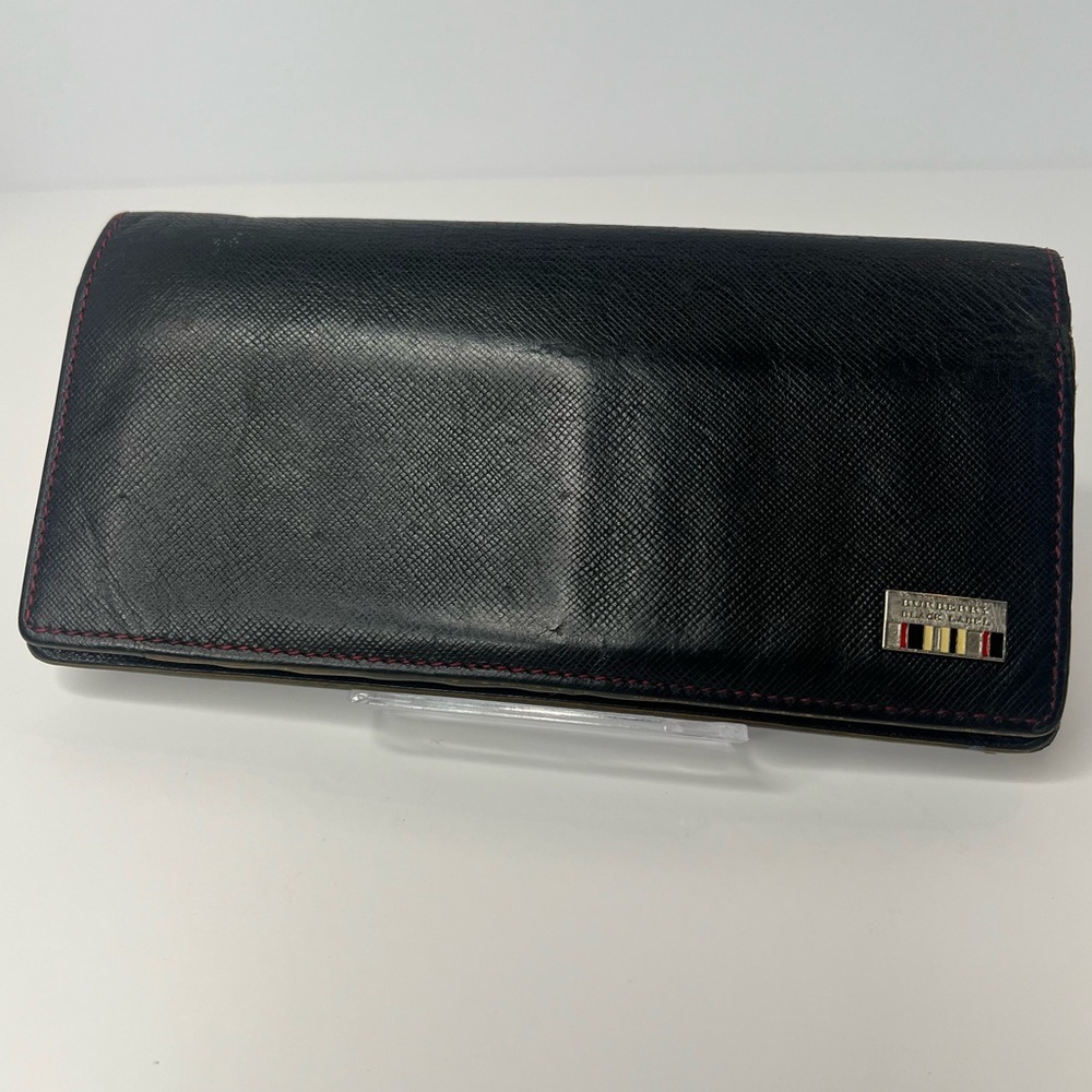 🖤Burberry Mens Saffiano Bifold Black Label Long Wallet‎ | RARE!!!! ❤️